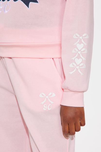 Mini Cutie Pie Vibe Sweatshirt And Jogger Pant Set - Pink