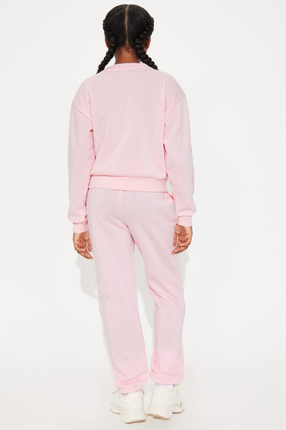 Mini Cutie Pie Vibe Sweatshirt And Jogger Pant Set - Pink