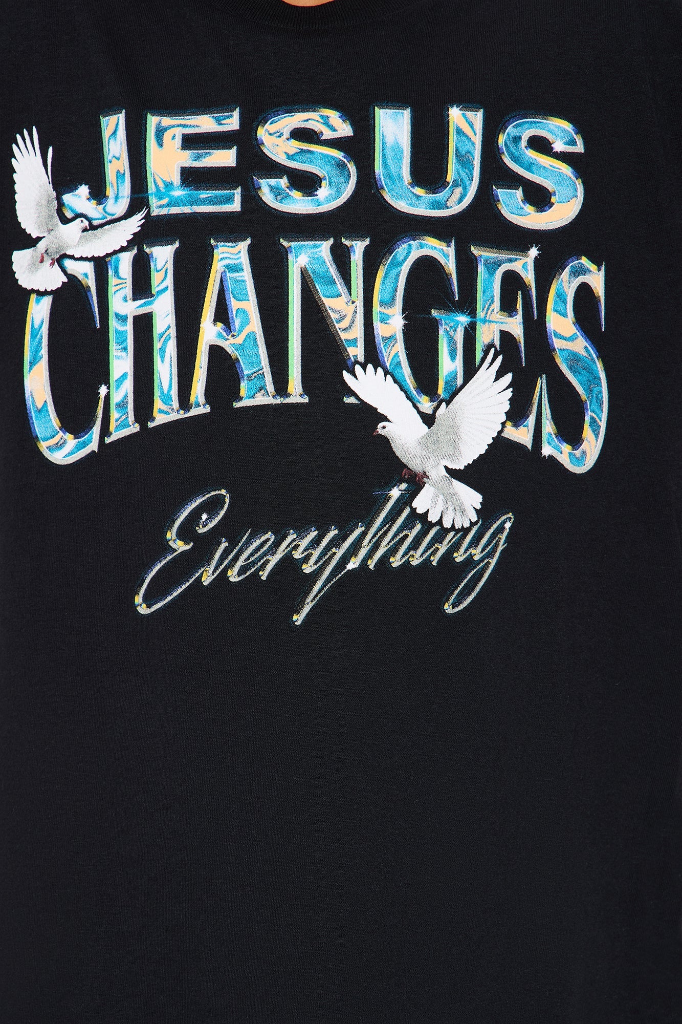 Mini Jesus Changes Everything Oversized Short Sleeve Tee - Black