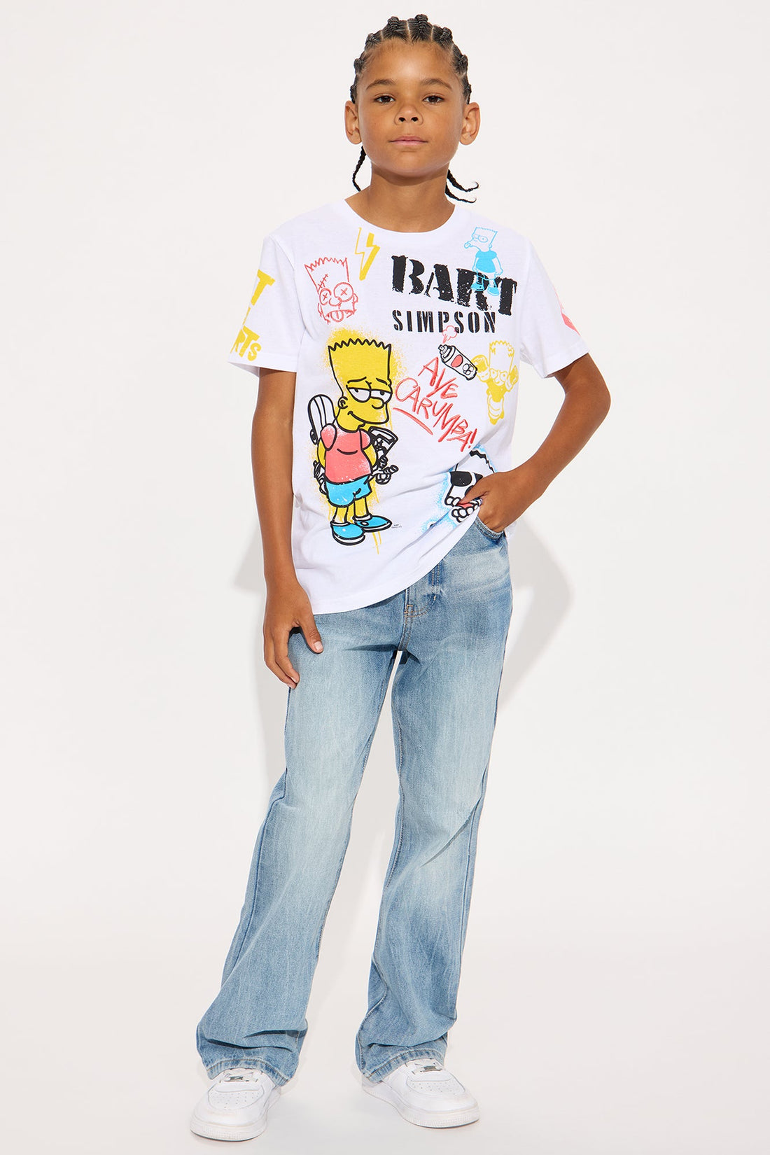 Mini Bart Simpson Graffiti Short Sleeve Tee - White/combo