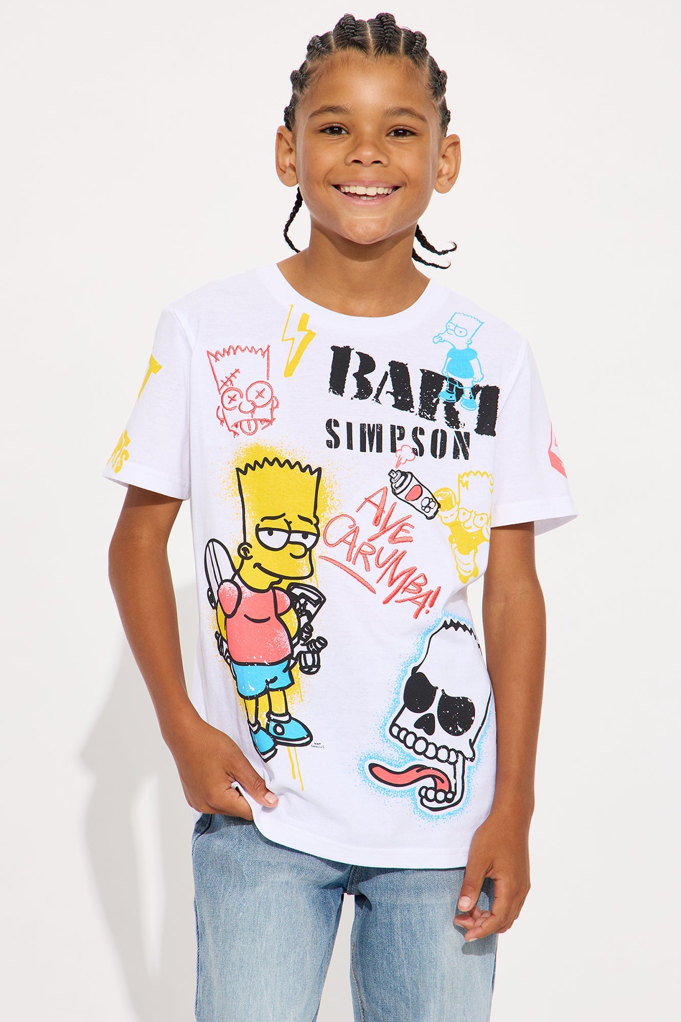 Mini Bart Simpson Graffiti Short Sleeve Tee - White/combo