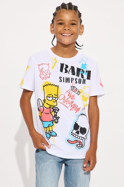 Mini Bart Simpson Graffiti Short Sleeve Tee - White/combo
