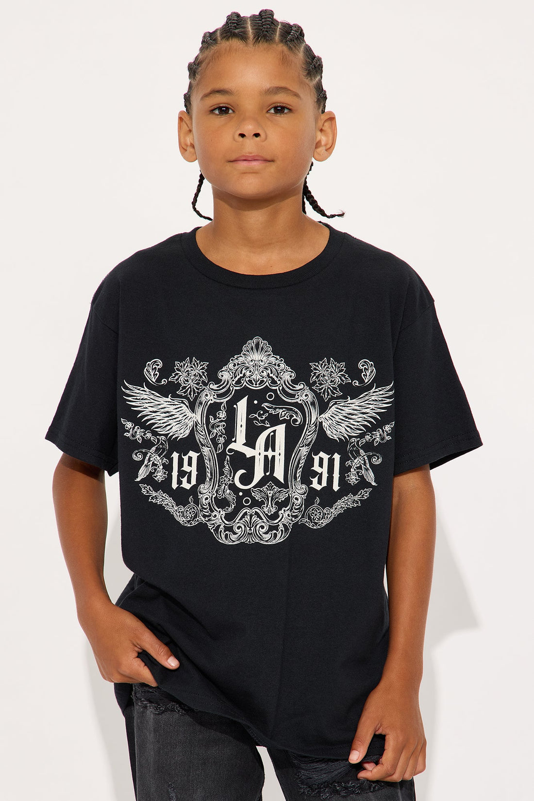 Mini West Coast Royalty Oversized Short Sleeve Tee - Black