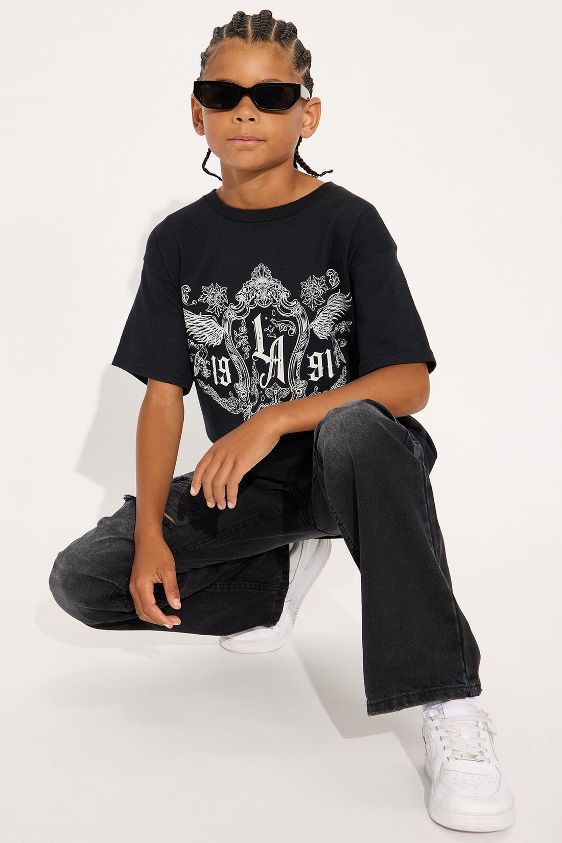 Mini West Coast Royalty Oversized Short Sleeve Tee - Black