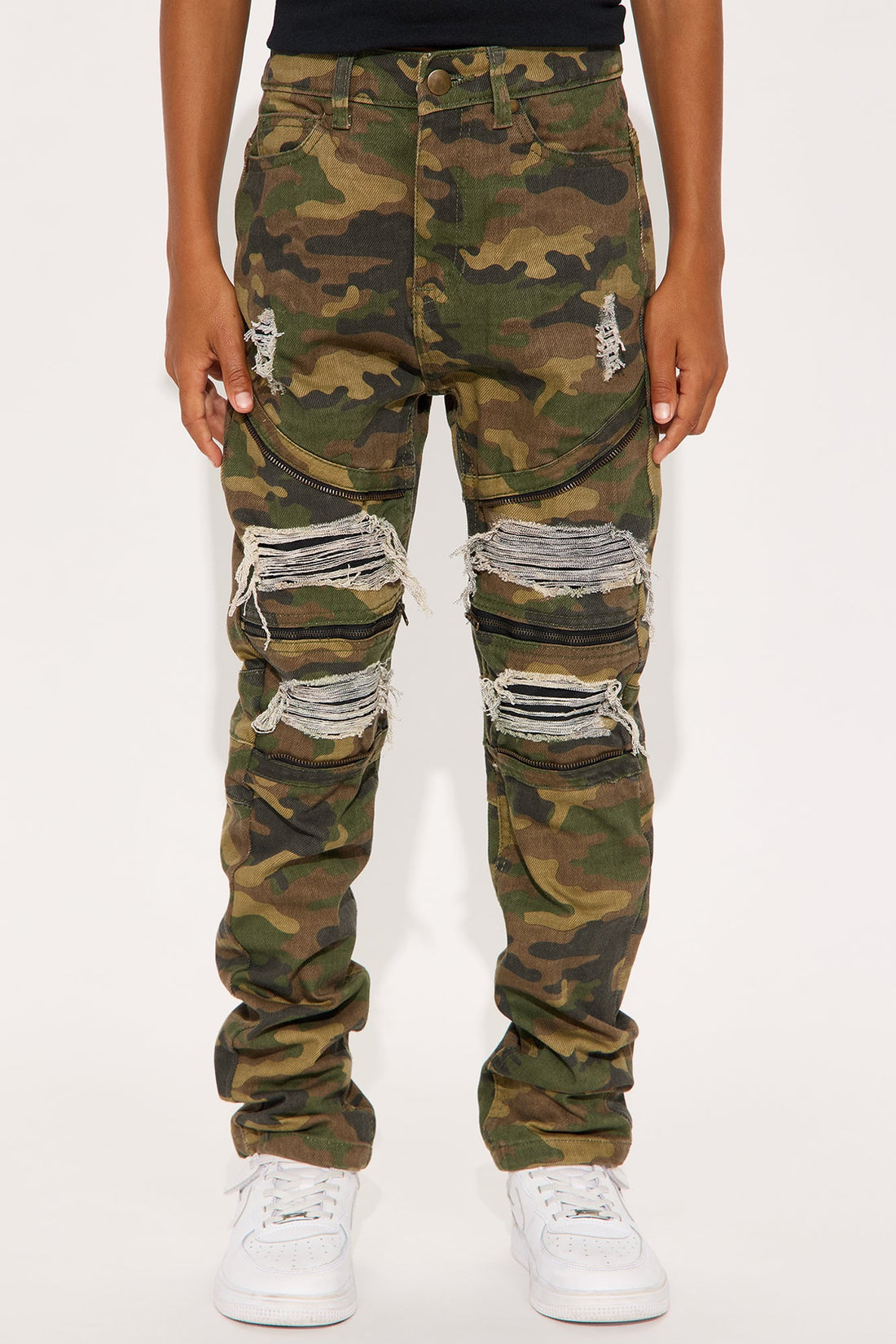 Mini Field Ready Camo Ripped Skinny Pants - Camouflage
