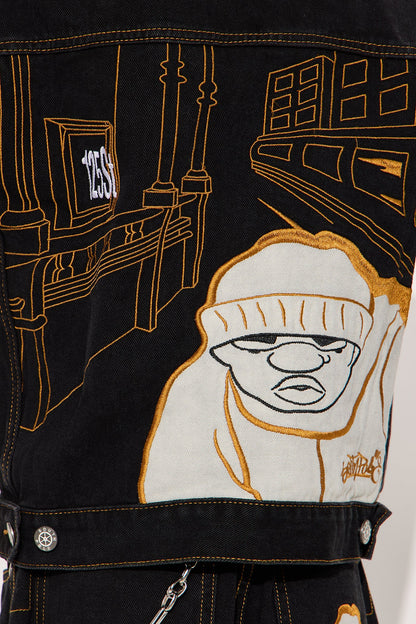 Mini Southpole Contrast Stitch Trucker Jacket - Black