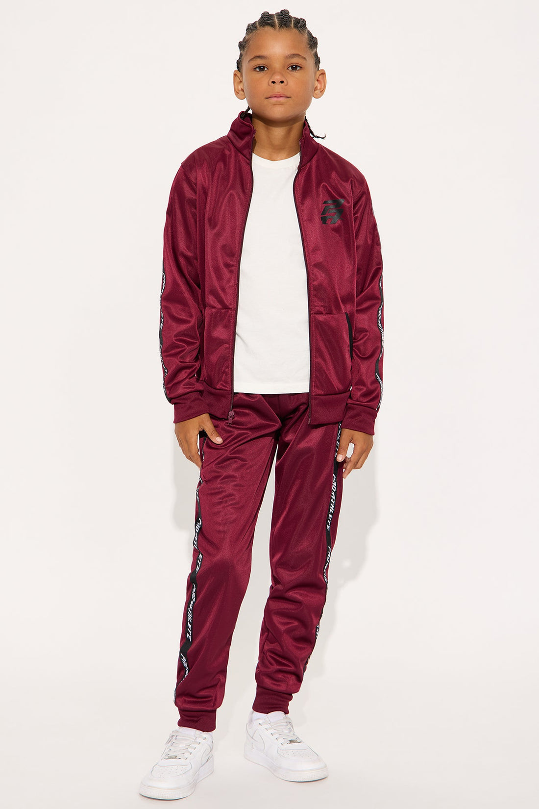 Mini Always A Winner Zip Jacket And Pant Set - Burgundy
