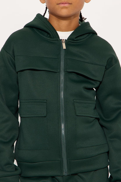Mini Aiden 2 Piece Cargo Hoodie And Jogger Set - Hunter Green