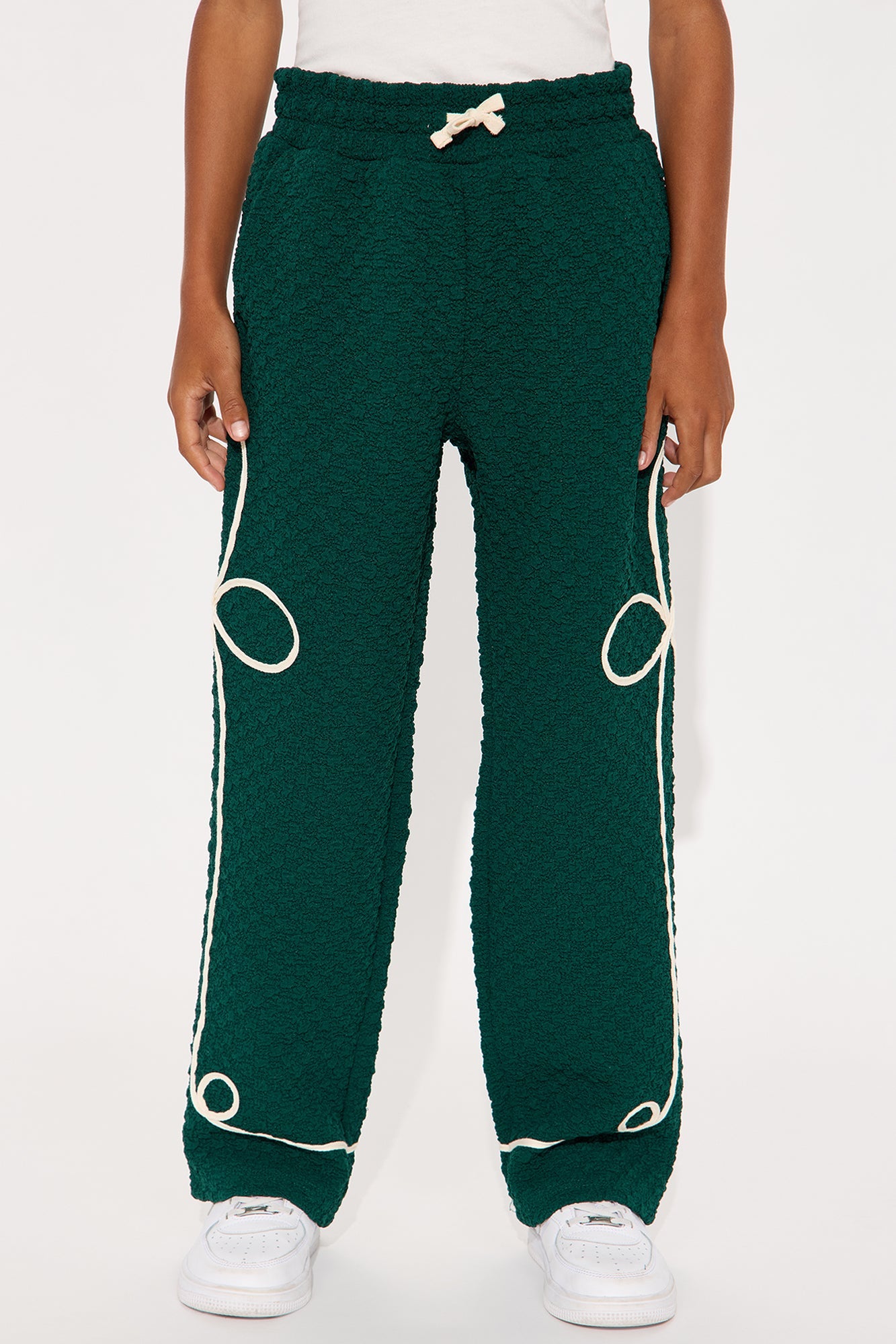 Mini Baggy Soho Weave Applique Textured Pant - Hunter Green
