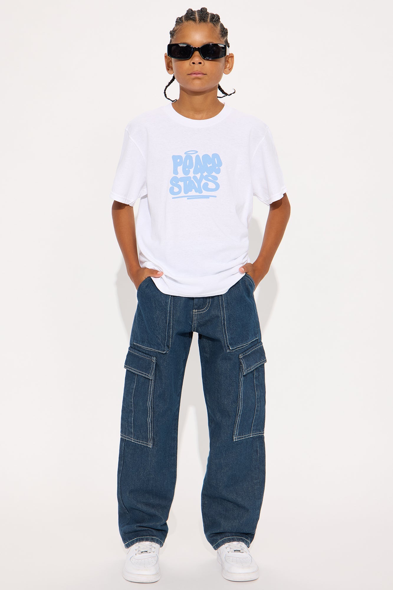 Mini Peace Stays Oversized Short Sleeve Tee - White