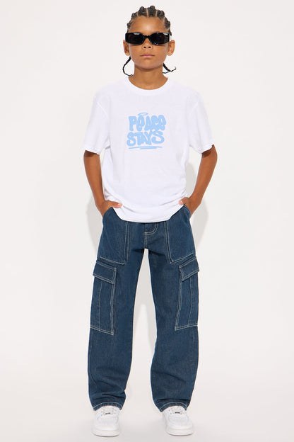 Mini Peace Stays Oversized Short Sleeve Tee - White