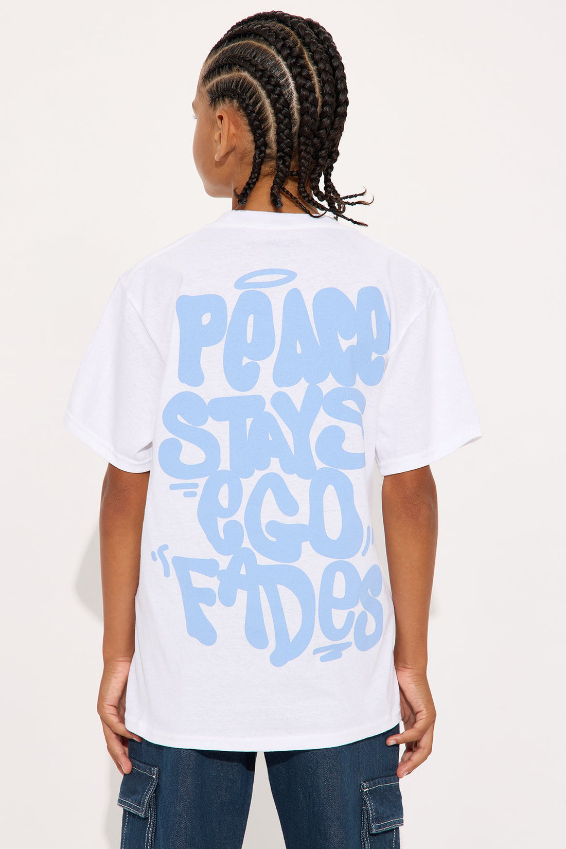 Mini Peace Stays Oversized Short Sleeve Tee - White