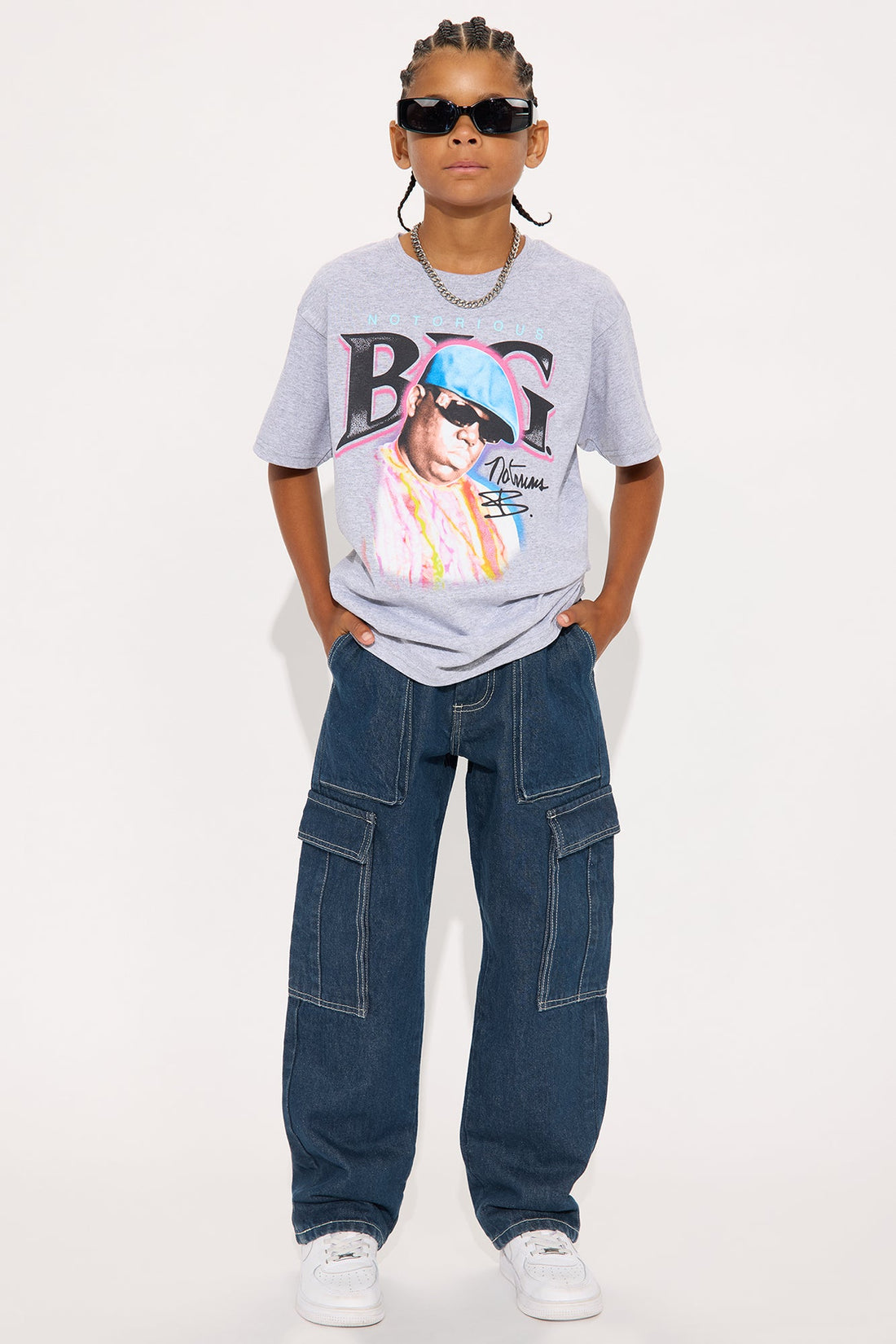 Mini Biggie Smalls It Was All A Dream Short Sleeve Front/Back Tee - Heather Grey