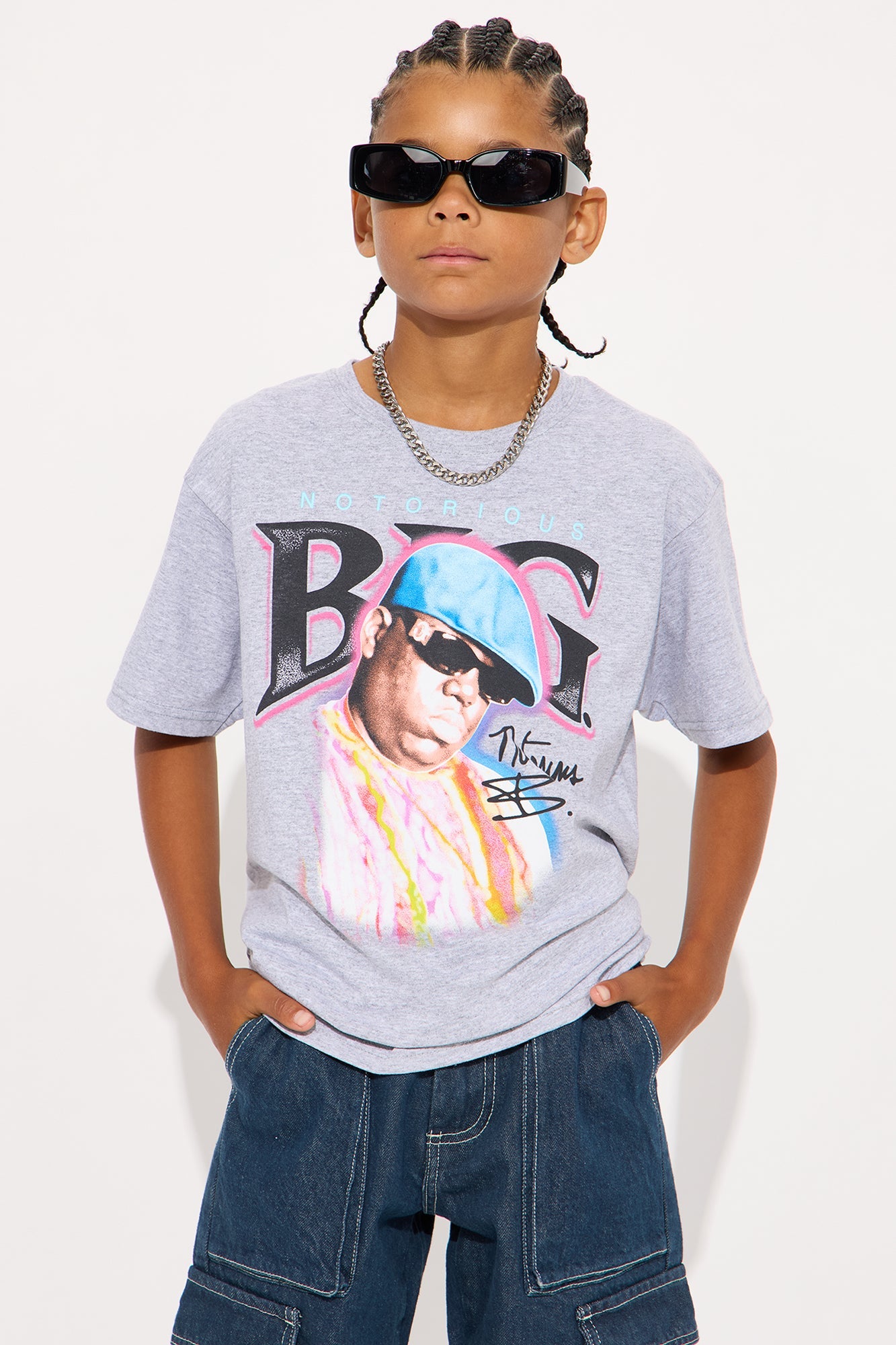 Mini Biggie Smalls It Was All A Dream Short Sleeve Front/Back Tee - Heather Grey
