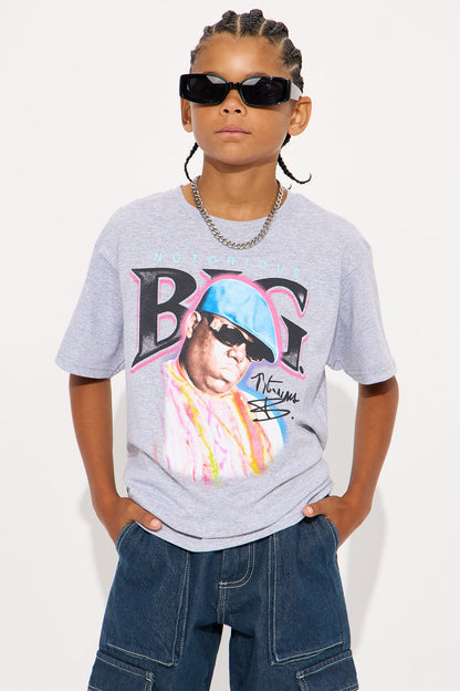 Mini Biggie Smalls It Was All A Dream Short Sleeve Front/Back Tee - Heather Grey