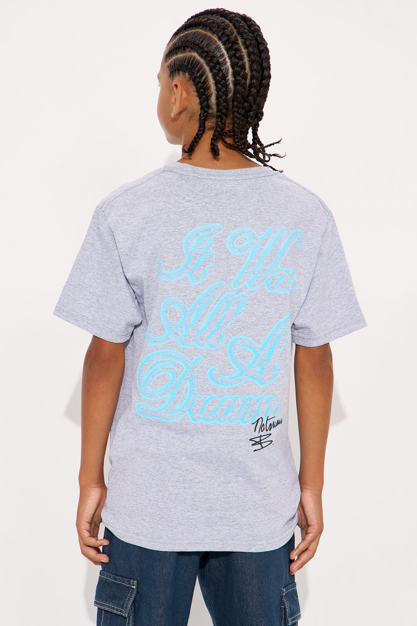 Mini Biggie Smalls It Was All A Dream Short Sleeve Front/Back Tee - Heather Grey