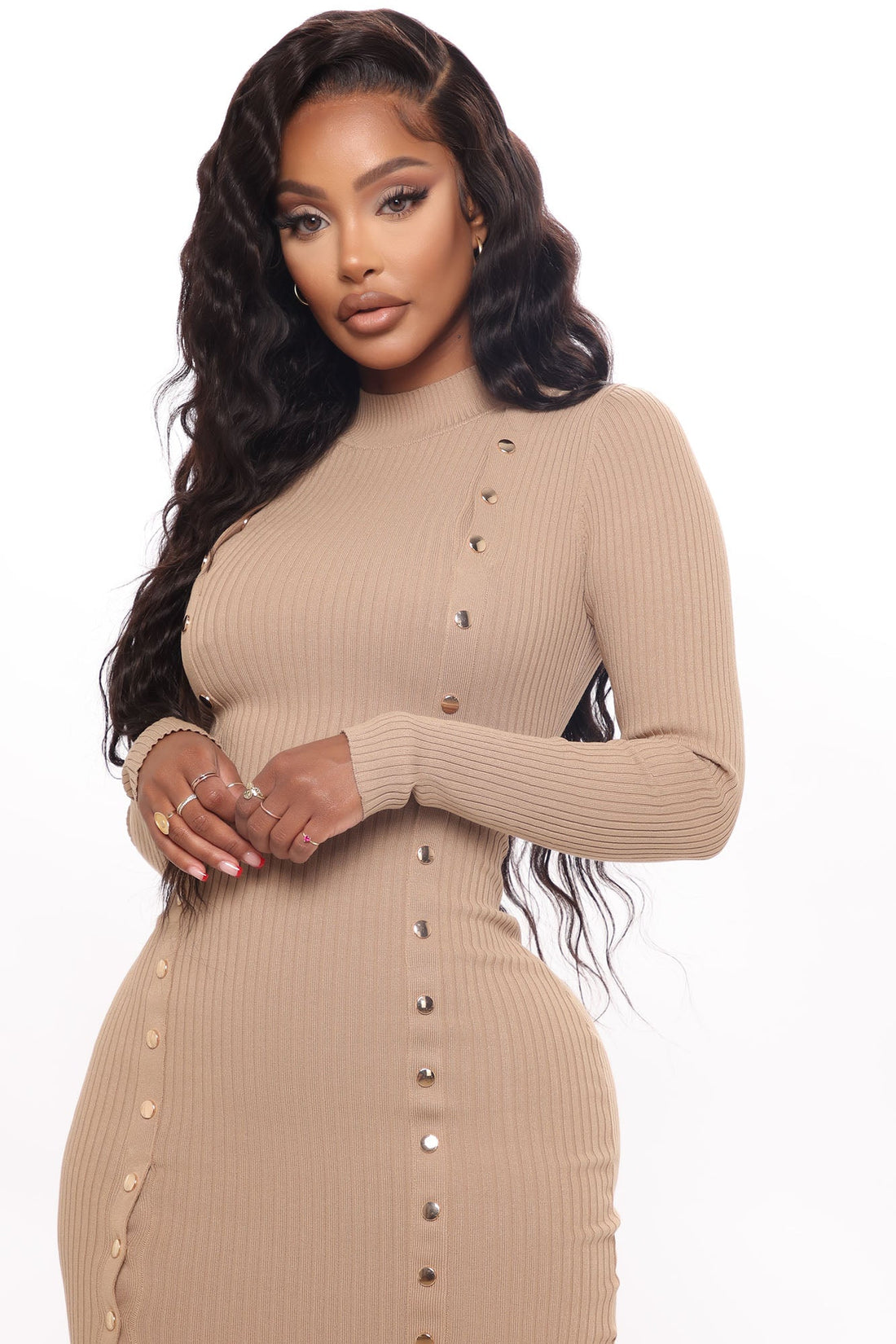Oh Snap Sweater Maxi Dress - Taupe