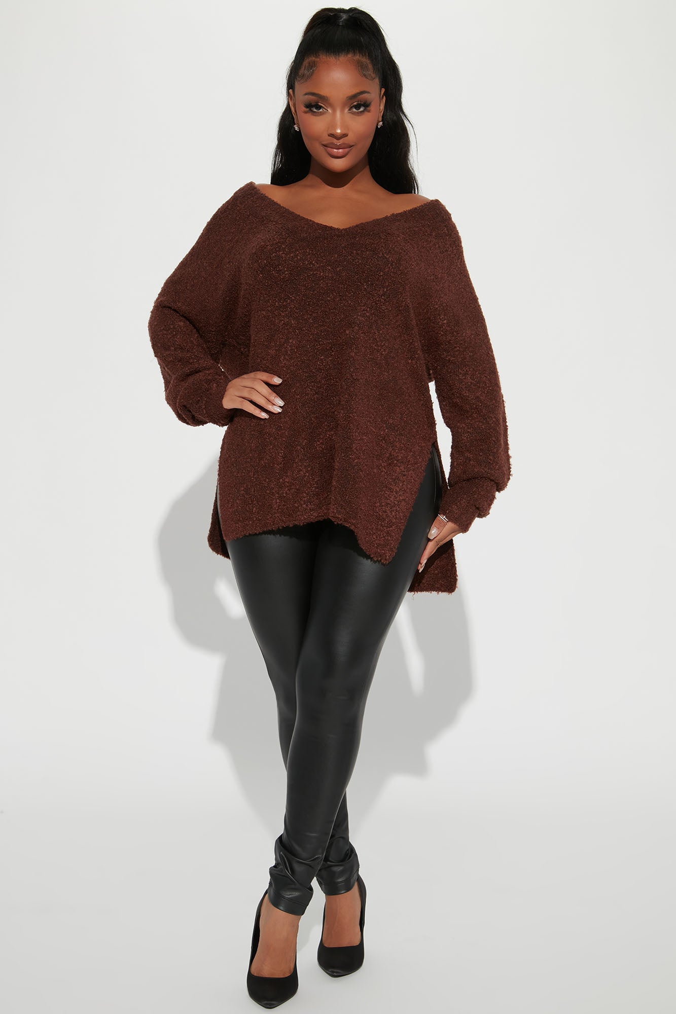 Get Your Knit Together Oversized Sweater - Brown