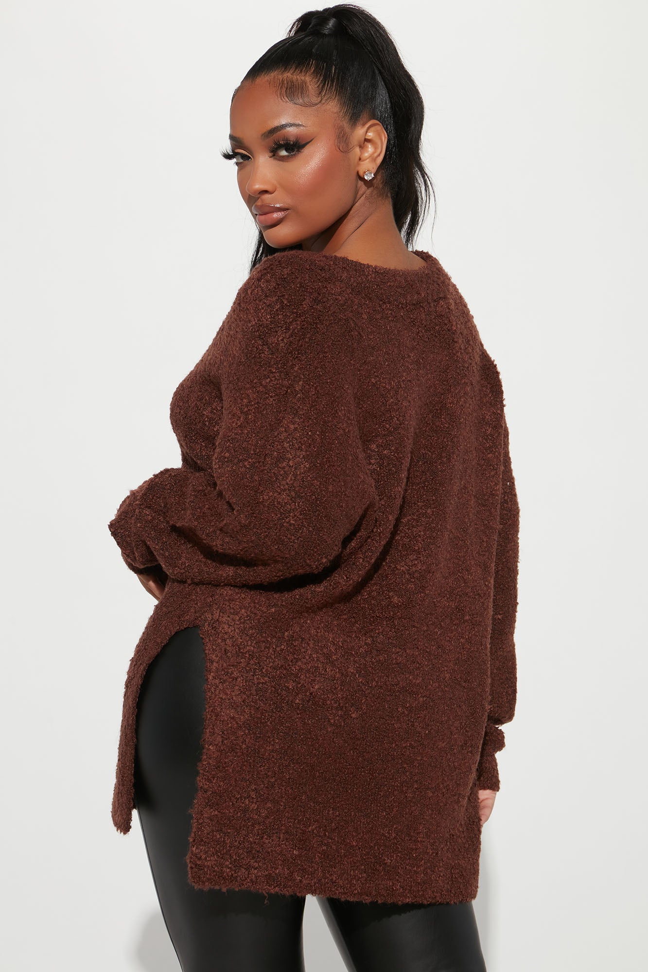 Get Your Knit Together Oversized Sweater - Brown