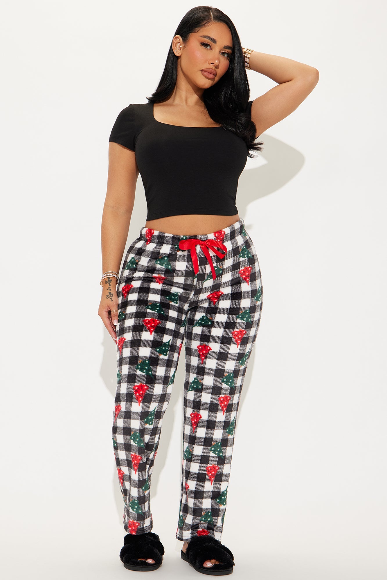 JIngle All The Way Plush PJ Pant - Black/White