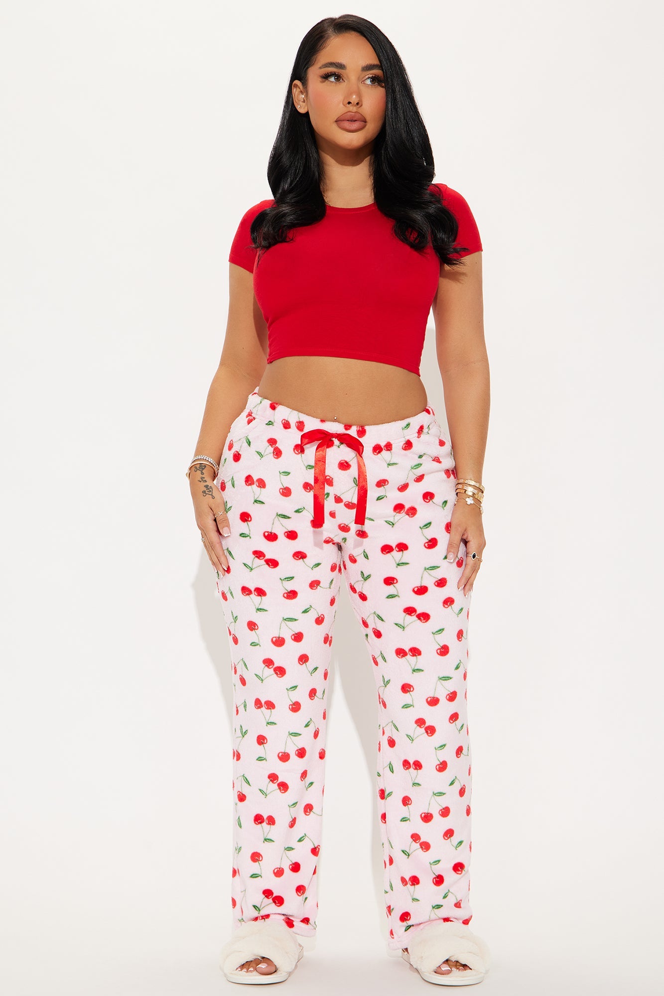 Cherry Baby Plush PJ Pant - Pink/combo