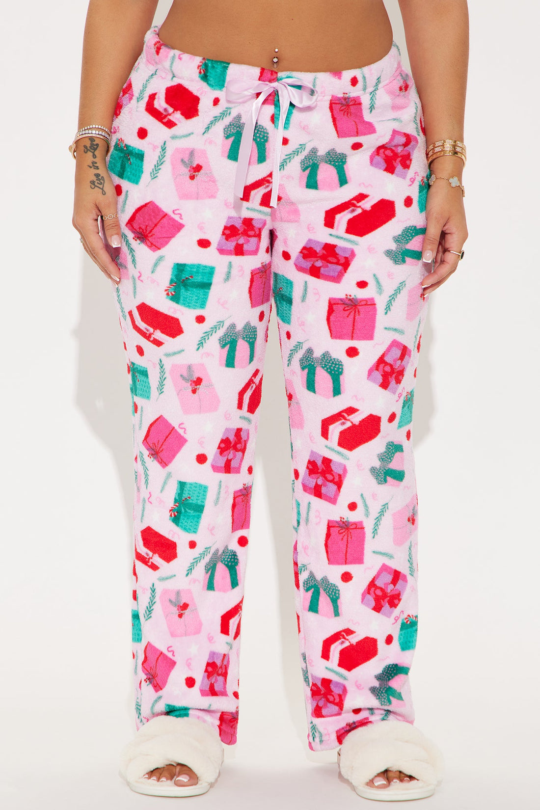 Gifts Under The Tree Plush PJ Pant - Pink/combo
