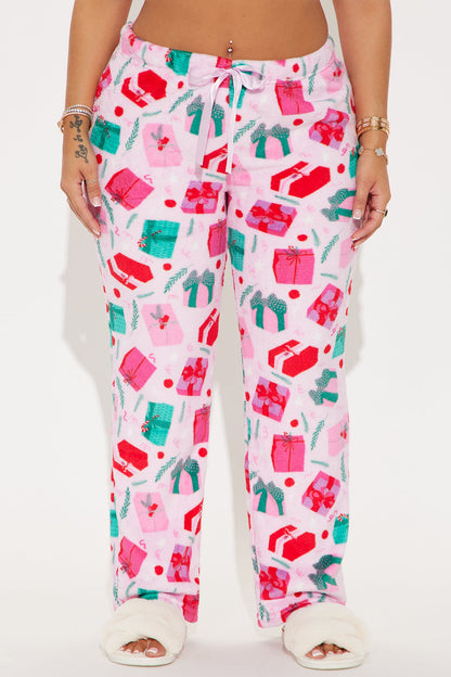 Gifts Under The Tree Plush PJ Pant - Pink/combo