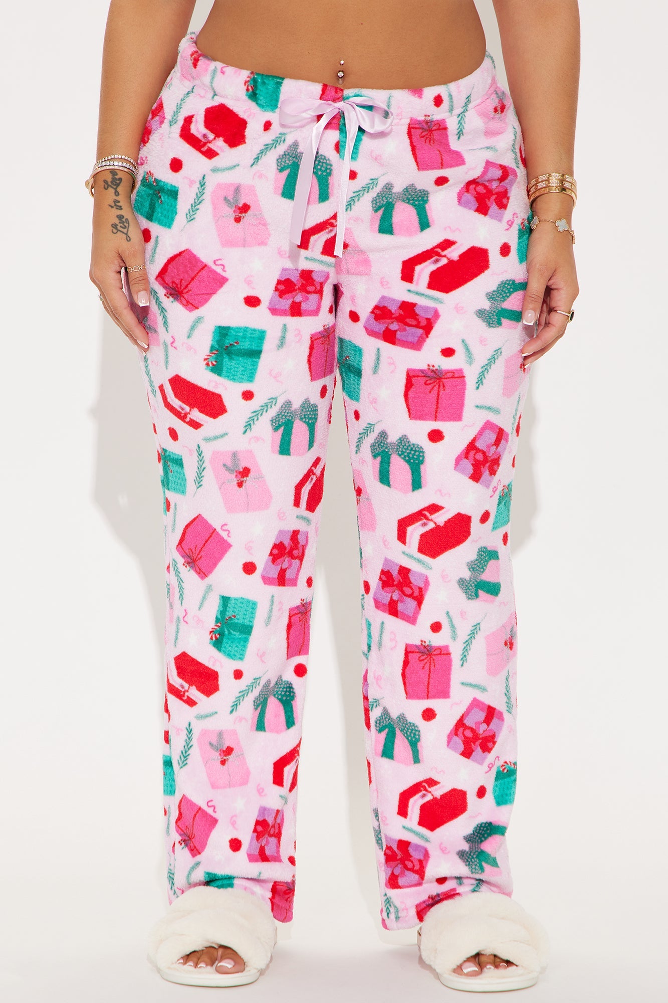 Gifts Under The Tree Plush PJ Pant - Pink/combo