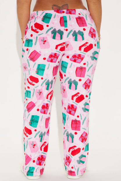 Gifts Under The Tree Plush PJ Pant - Pink/combo