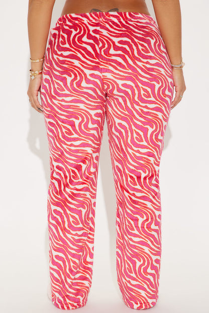 Getting Wild Plush PJ Pant - Hot Pink/combo