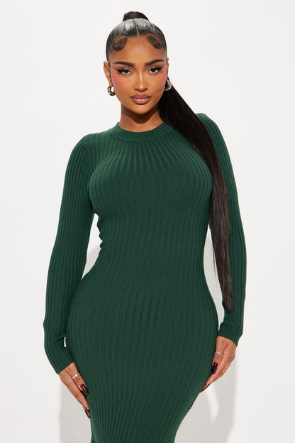 Kaylie Sweater Maxi Dress - Hunter
