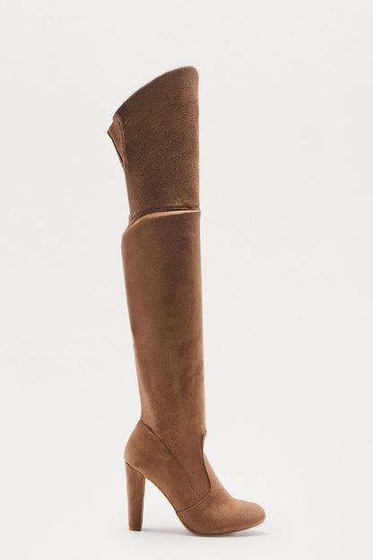 Nev Thigh High Boots - Taupe