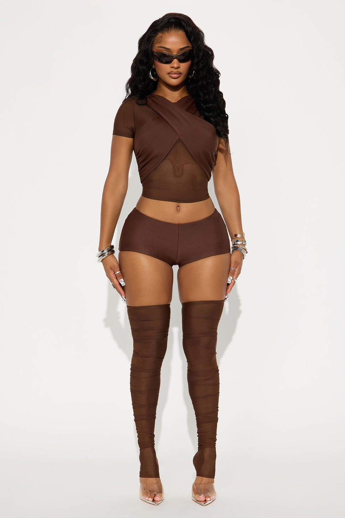 Celia Form Double Lined 3 Piece Set - Chocolate