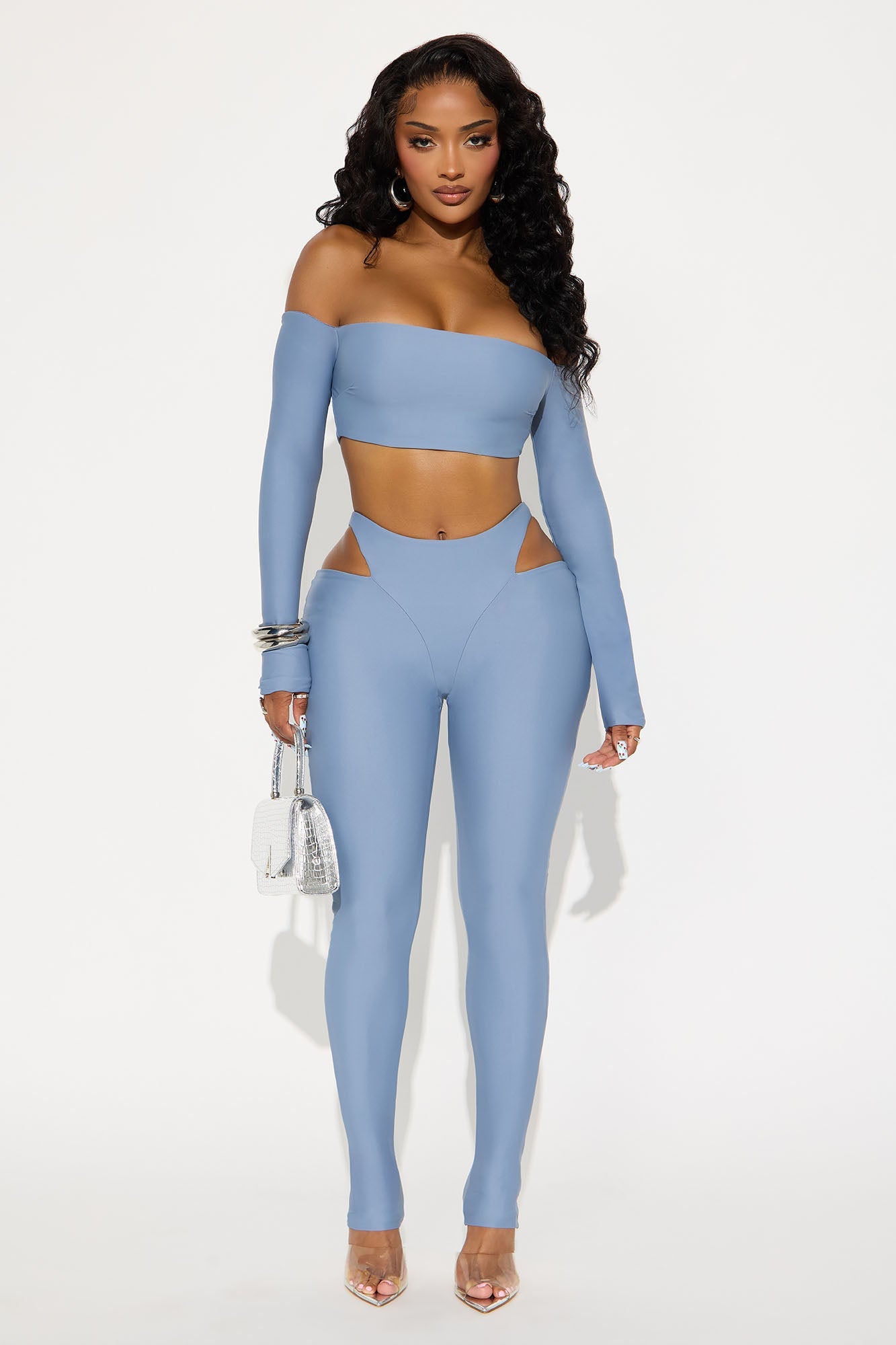 Elara Form Double Lined Pant Set - Dusty Blue
