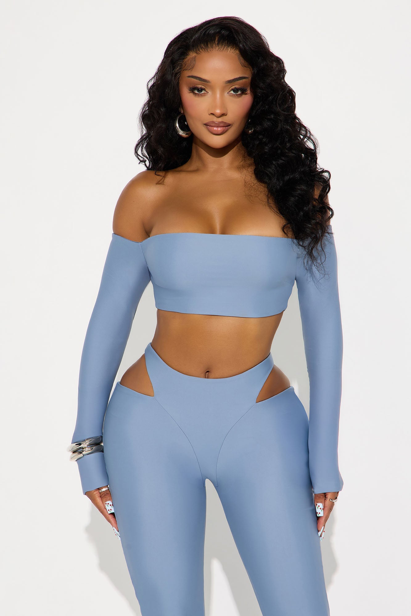 Elara Form Double Lined Pant Set - Dusty Blue