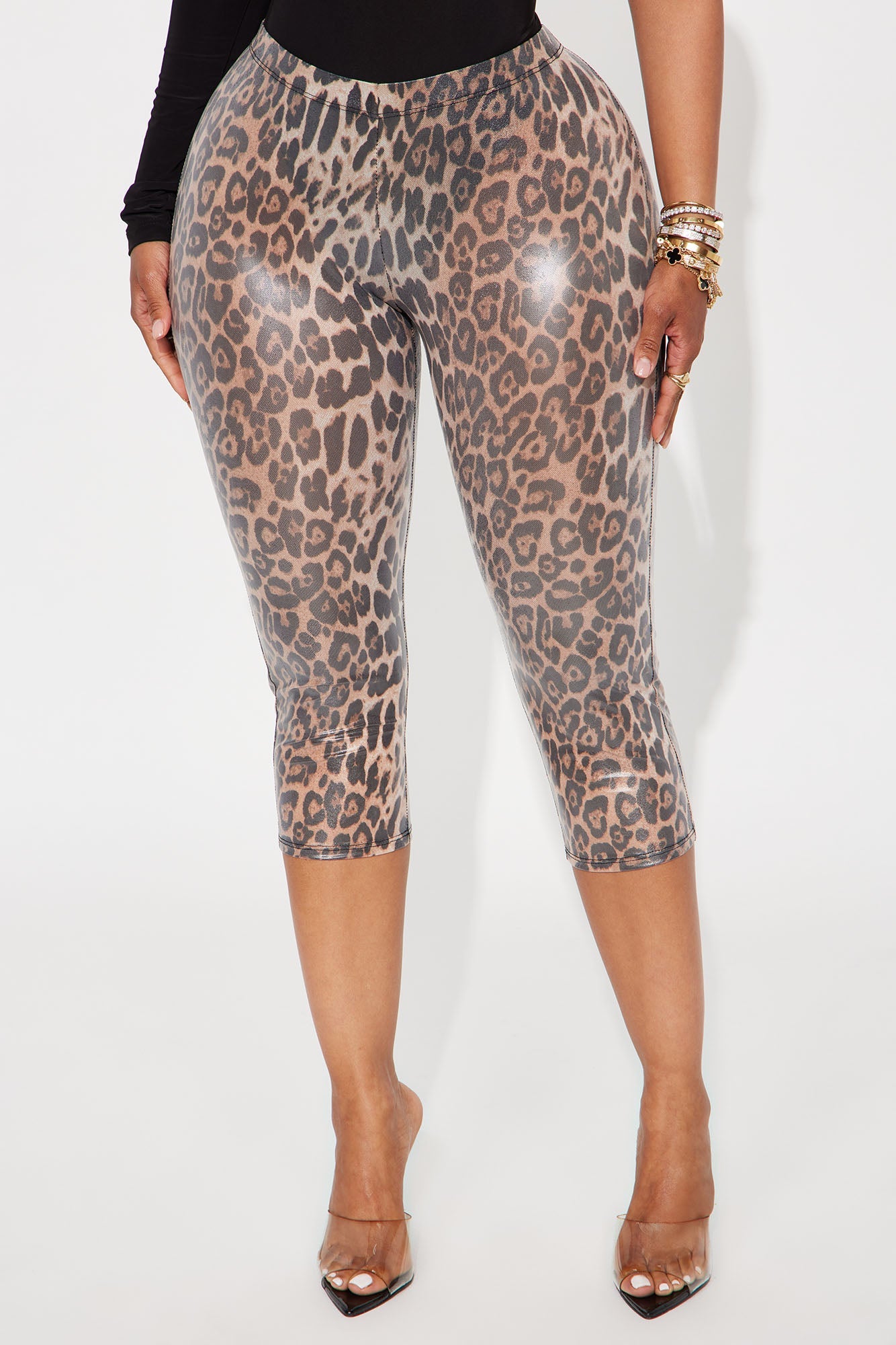 Catch An Attitude Coated Leopard Capri Legging - Leopard