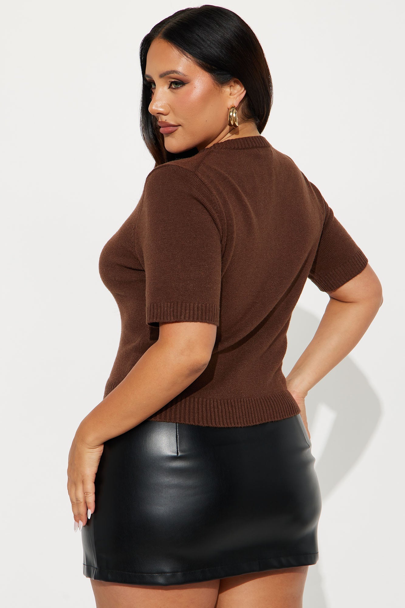 Too Cute Short Sleeve Cardigan - Chocolate