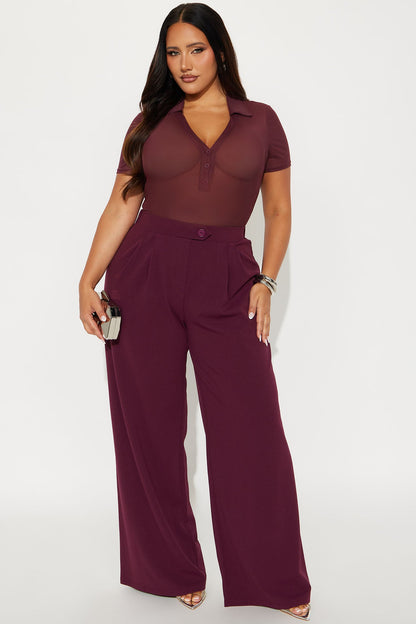 Ellery Polo Mesh Bodysuit - Burgundy