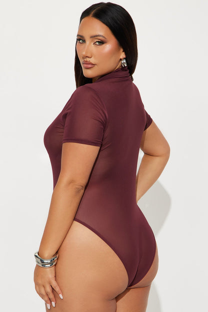 Ellery Polo Mesh Bodysuit - Burgundy