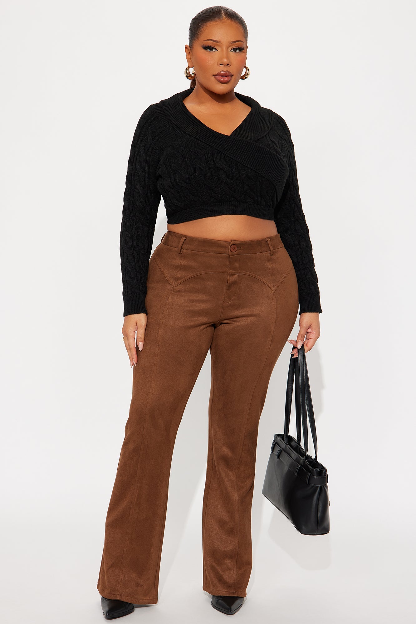 Doing My Best Cropped Sweater - Black
