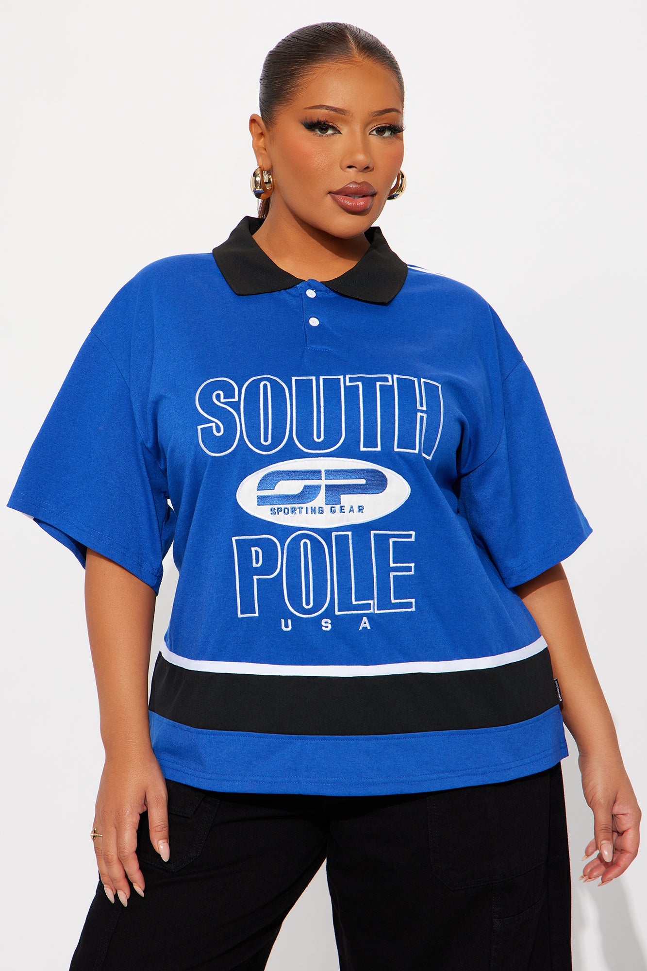 Southpole USA Oversized Polo Jersey Tee - Blue