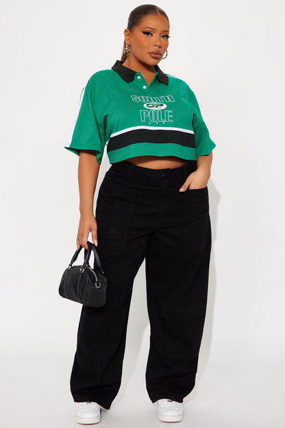 Southpole Legacy Polo Cropped Top - Green