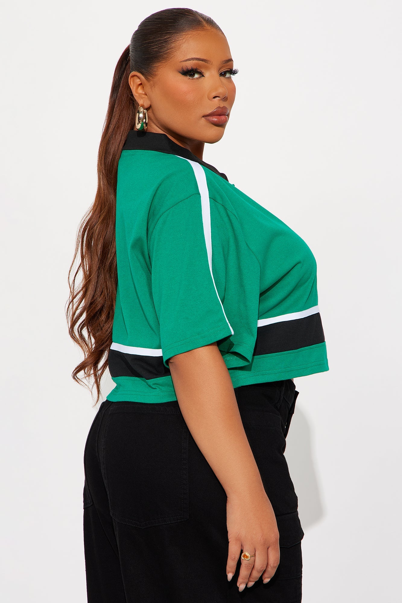 Southpole Legacy Polo Cropped Top - Green
