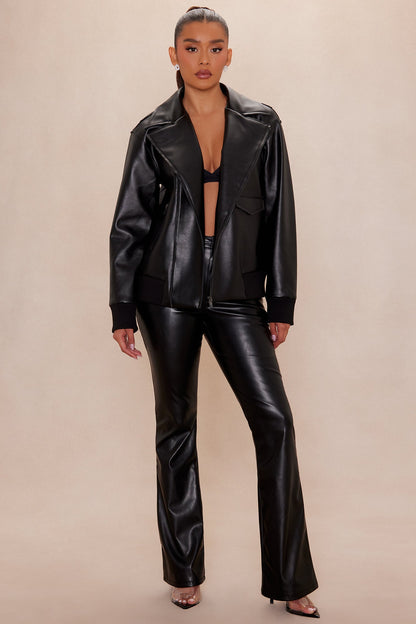 Shotgun Rider Faux Leather Jacket - Black