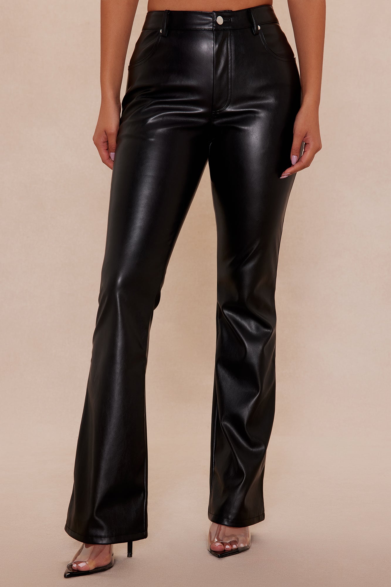 Kendra Faux Leather Wide Leg Pant - Black