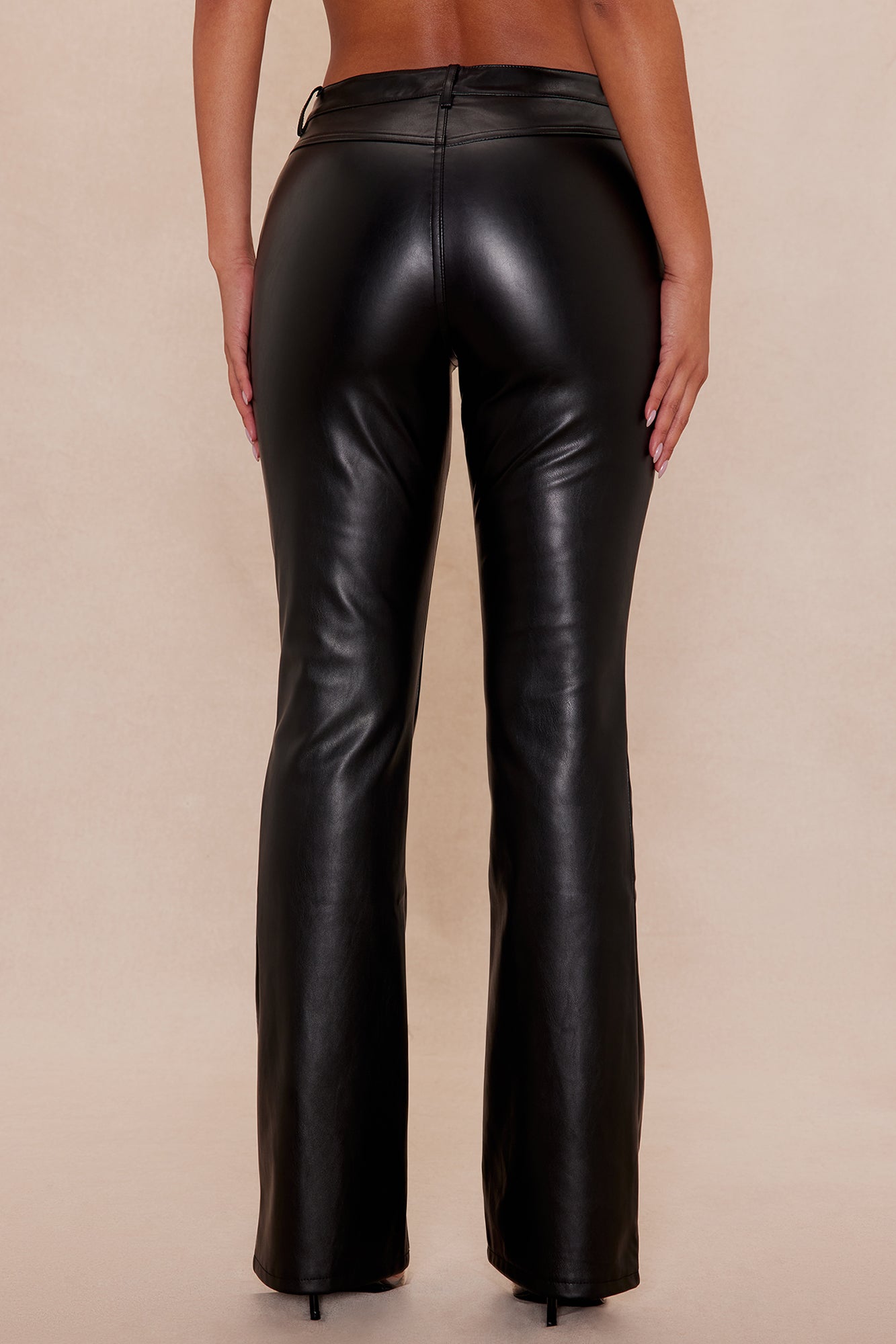 Kendra Faux Leather Wide Leg Pant - Black