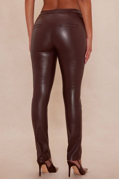 Kendra Faux Leather Skinny Pant - Chocolate
