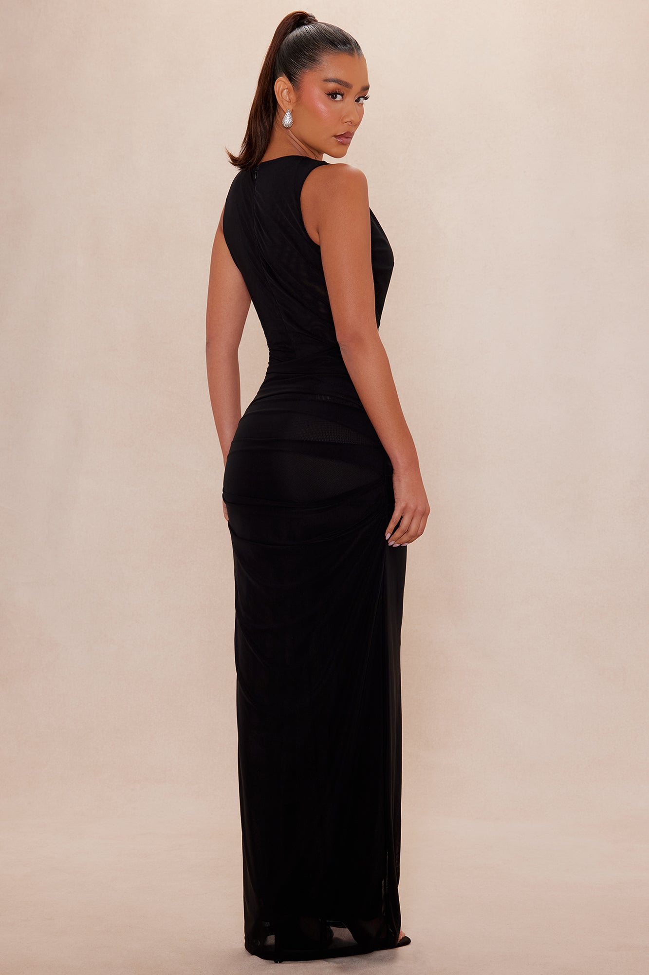 Mindi Mesh Maxi Dress - Black