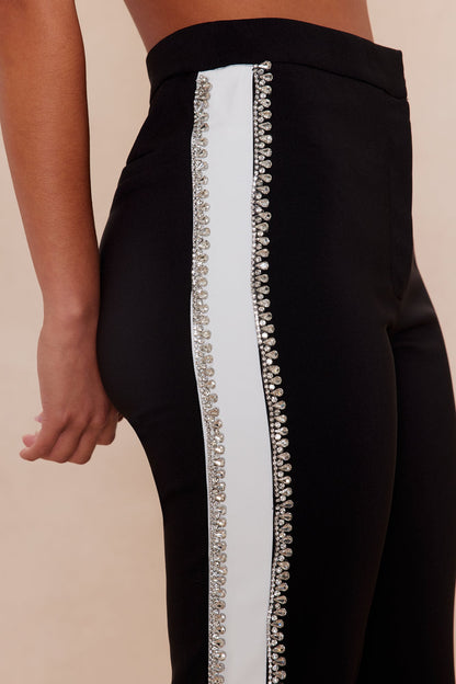 Riannon Rhinestone Embellished Pant - Black/White