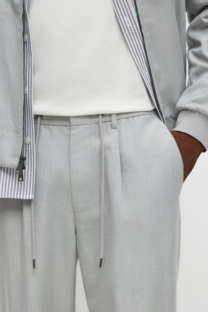 Slim Modern Stretch-Waist Everyday Trouser - Light Grey